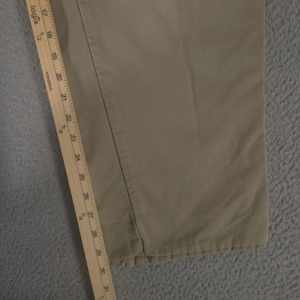VINTAGE Eddie Bauer Pants Mens 35x32 Tan Straight Leg Flannel Lined Chino 90s